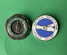 Vintage general nursing council England Wales & Cancer  pin badges X2 Nurse