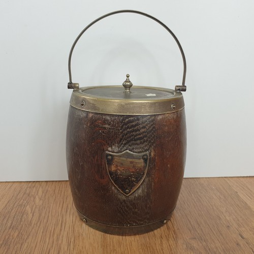 Antique wooden biscuit barrel - biscuit,