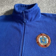 Vintage Rangers Fleece Jacket Men Large Blue Old Crest Badge Russell Athletic