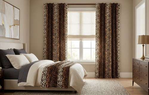 Panel leopard print curtains - panel,