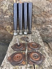 4 Mid Century Table Legs Vintage Retro Tapered Dansette Wooden With Plates 24cm