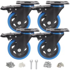 BAOLIHUI Heavy Duty Swivel Casters 100 mm, Set of 4 with Brakes - 600KG