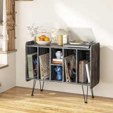 Arbuxzuy Record Player Stand Vinyl Record Storage Shelf Table ZY2769 - Grey
