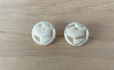 2 vintage white round shank buttons Westie Scottie terrier dog - 1.3cm diameter