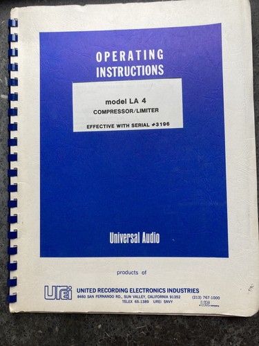 Urei compressor limiter - urei, compressor/limiter
