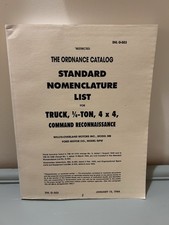 The Ordnance Catalog Standard Nomenclature List Truck Willys 4 X4 Reprint