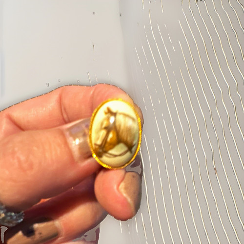 Oval gold tone horse - tone,