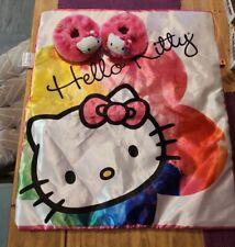 Hello kitty build a bear  blanket 18x16” pink & white & slippers 