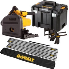 DeWalt DCS520NT 54V Brushless Plunge Saw 2 x 1.5m Guide Rail Bag & Case + Clamps