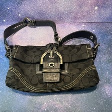 Vintage Coach Soho Black Signature Canvas Braided Leather Shoulder Bag 6280