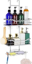 Shinoske Shower Caddy Hanging, 2 Tier Hanging Shower Organizer Over Door Metal