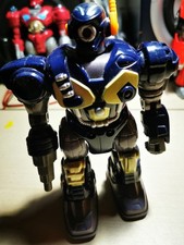 Electronic Walking blue Super  Robot  With  Lights 6" Tall