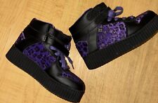 TUK Purple Furry Leopard Print Boots Size 4 RARE