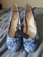 Debut - Blue Floral Pattern Court Shoe