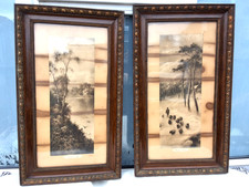 PAIR ANTIQUE FRAMED LITHOGRAPHS ELMER KEENE - SUMMER SUN & WINTER SNOW