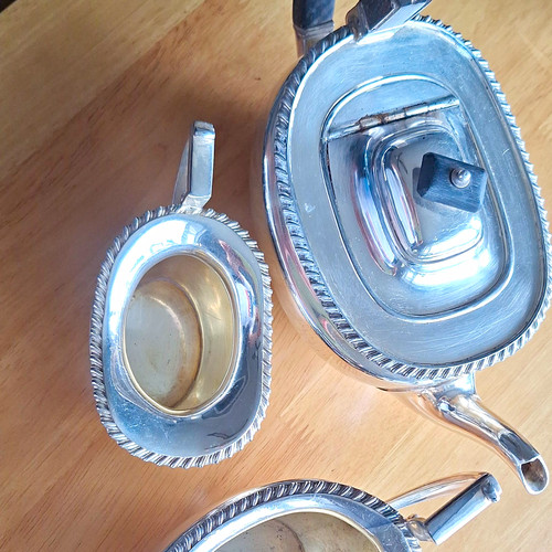 Silver plate tea pot set - set, with