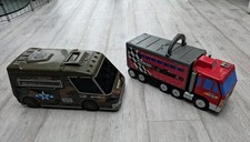 Micro Machines Army Super Truck Van Foldout Playset 1991 and racing lorry Galoob