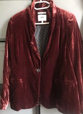 MKT Studio Blazer steampunk SAVILE ROCK Velvet Burgundy M Uk 12 Jacket
