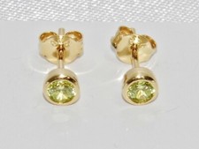 9ct Yellow Gold on Silver Peridot Stud Earrings - August Birthstone