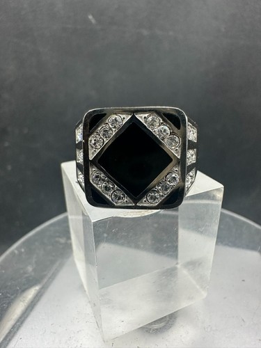 Mens black onyx - ring, cubic