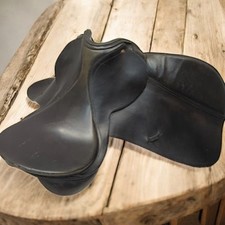 Black leather  Dressage Saddle in good used condition. 17 inch