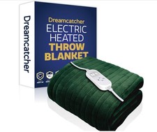 Dreamcatcher Luxurious Green Heated Throw Electric Blanket, 160 X 120Cm