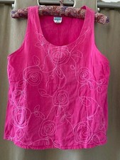 vintage 70s 80s ANOKHI indian cotton PINK summer TOP embroidered phool adini