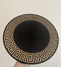 Greek Key Arts Coffee Dining Table Mat 30 cm Black with Gold Handmade Resin
