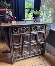 Antique Chinese Shanxi 2 Door 2 Drawer Carved Elm Sideboard Unit