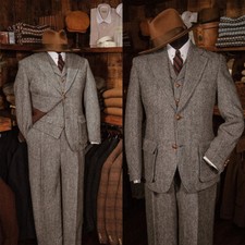 Brown Herringbone Men Suits