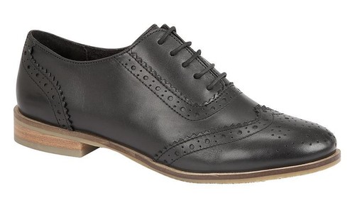 Ladies black leather brogues - ladies,