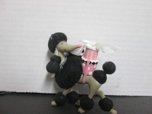 Black flocked french poodle - black,
