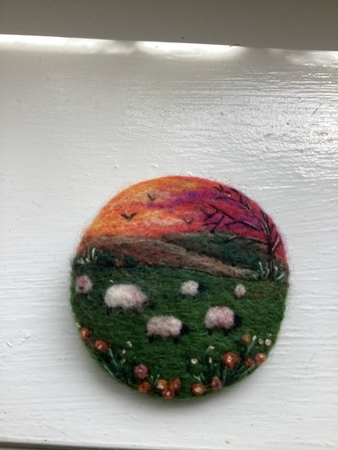 Needle felt brooch sheep - needle,