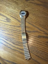 MICROMA LCD DIGITAL VINTAGE Gold Tone QUARTZ WATCH For PARTS OLD Blade Runner