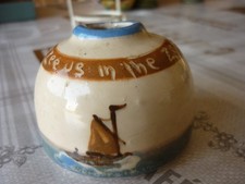 Crown Dorset Pottery Poole 1915-1920 a Desk Ink Well with Motto & yacht