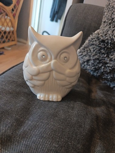 White ceramic owl figurine - ceramic,