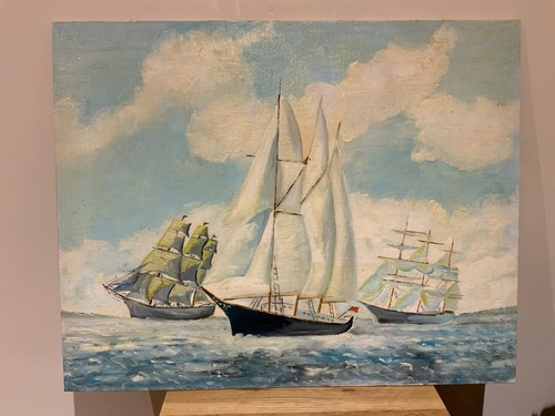 Original oil painting sailing - painting,