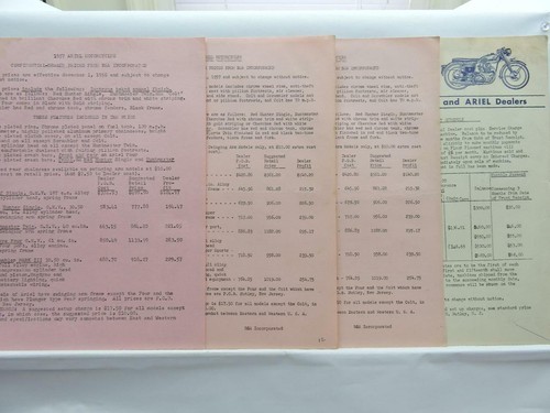 1950 ariel dealer liturature - 1950's,