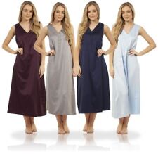 Ladies Long Satin Negligee Womens Pleated Full Length Nightdress Chemise