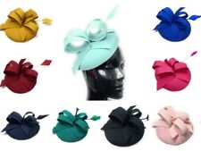 Sinamay Fabric Pillbox Hat Headband Feather Fascinator Ascot Hatinator Races UK