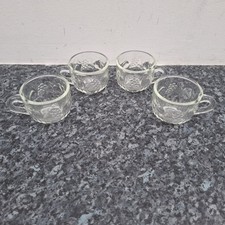 Glass Punch Bowl Spare Replacement Mugs Cups x 4 Pressed Glass Fruit Design