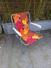Vintage Floral Folding Deck Chair  Funky Bright Vw Camper Garden Home 1970's 