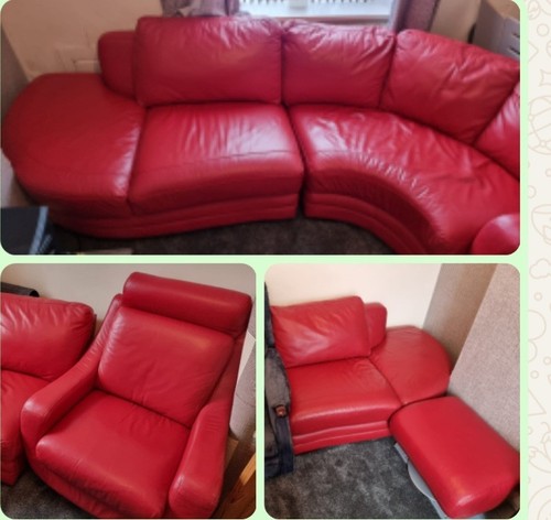 Red corner leather sofas - red,
