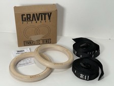 GRAVITY FITNESS 32mm Wooden GYMNASTIC RINGS w/Adjustable Straps & Buckle UNUSED