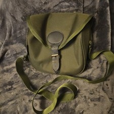 Vintage Anglo Arms Hunter Green Canvas Cartridge Bag. Green strap and buckles.