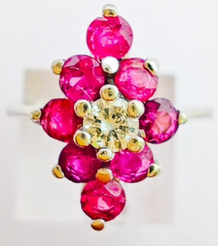 14k white gold ruby diamond - 14k,