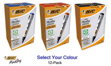 12-Pack BIC MARKING 2000 Permanent Marker Pens - Black Red Blue - Industrial Use