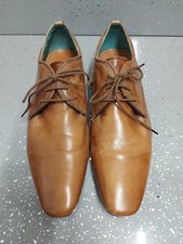 Red Or Dead Mens Tan Briwn Leather Shoes Size 8 Lace Up Square Toe