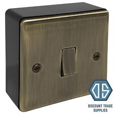 Antique Brass Switches & Sockets with 32mm Black Surface Pattress Back Box