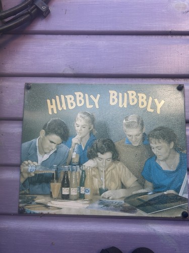 Hubbly bubbly old tin sign - hubbly,